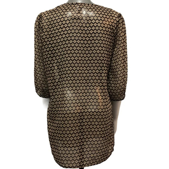 🛍️3/$40 Maternity Tunic Top Brown Floral Thyme Maternity Size Medium - Picture 2 of 4